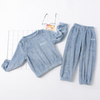 Kids Solid Color Letter Embroidery Tops And Pants Set