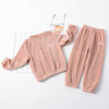 Kids Solid Color Letter Embroidery Tops And Pants Set