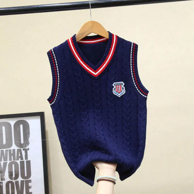 Kids Fashion Letter Pattern Knitting Vest