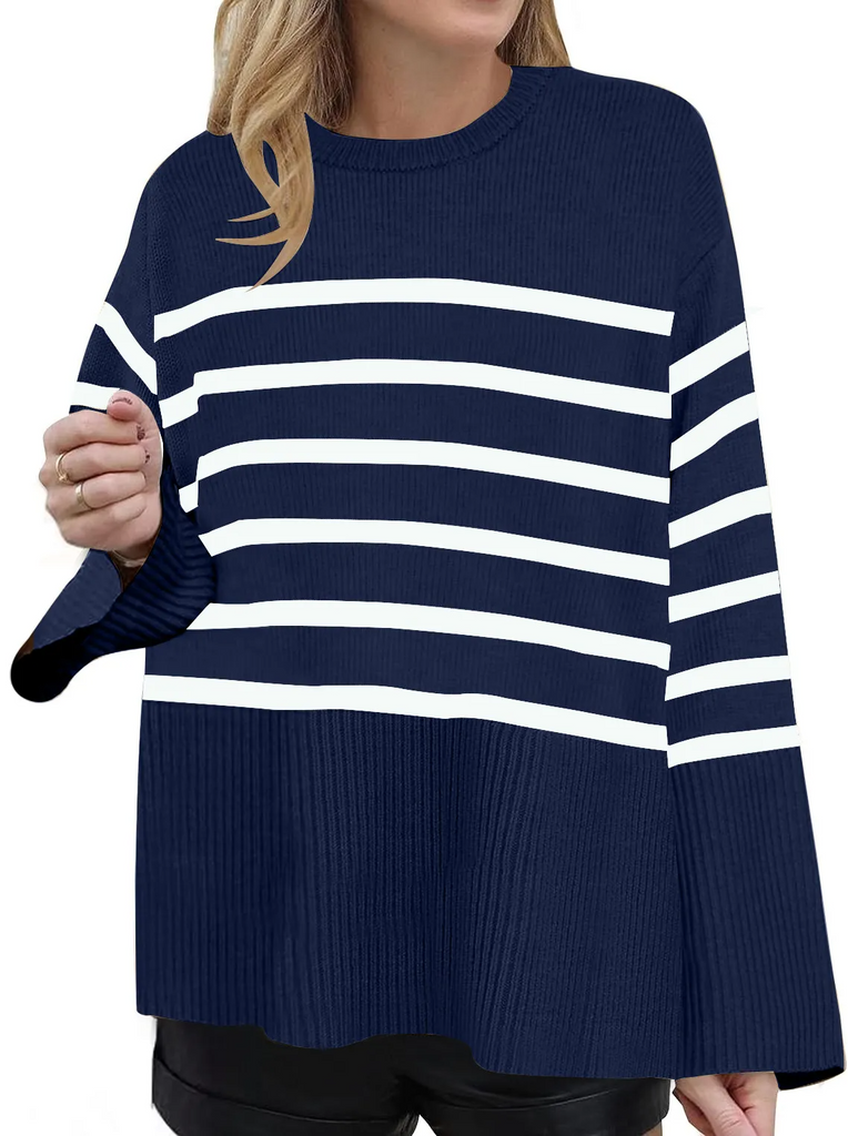 (Buy 1 Get 1 ) Women Fashion Casual Stripe Round Neck Sweater