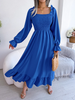 Ramadan /Eid Women Fashion Casual Square Collar Large Ruffled Maxi Dress