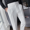 Men Fashion Casual Slim Fit Solid Color Business Suit Pants