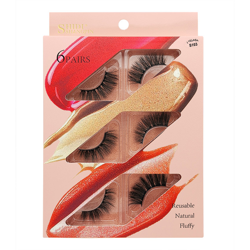 6pairs/Set Women 3D Multilayer Mink Hair Eyelashes