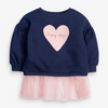 Girls Heart-Shaped Letter Pattern Bubble Sleeves Sweatshirt