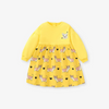 Kids Toddler Big Girls Summer Fashion Casual Sweet Cotton Solid Color Cartoon Puppy Pattern Round Neck Long Sleeve Dress