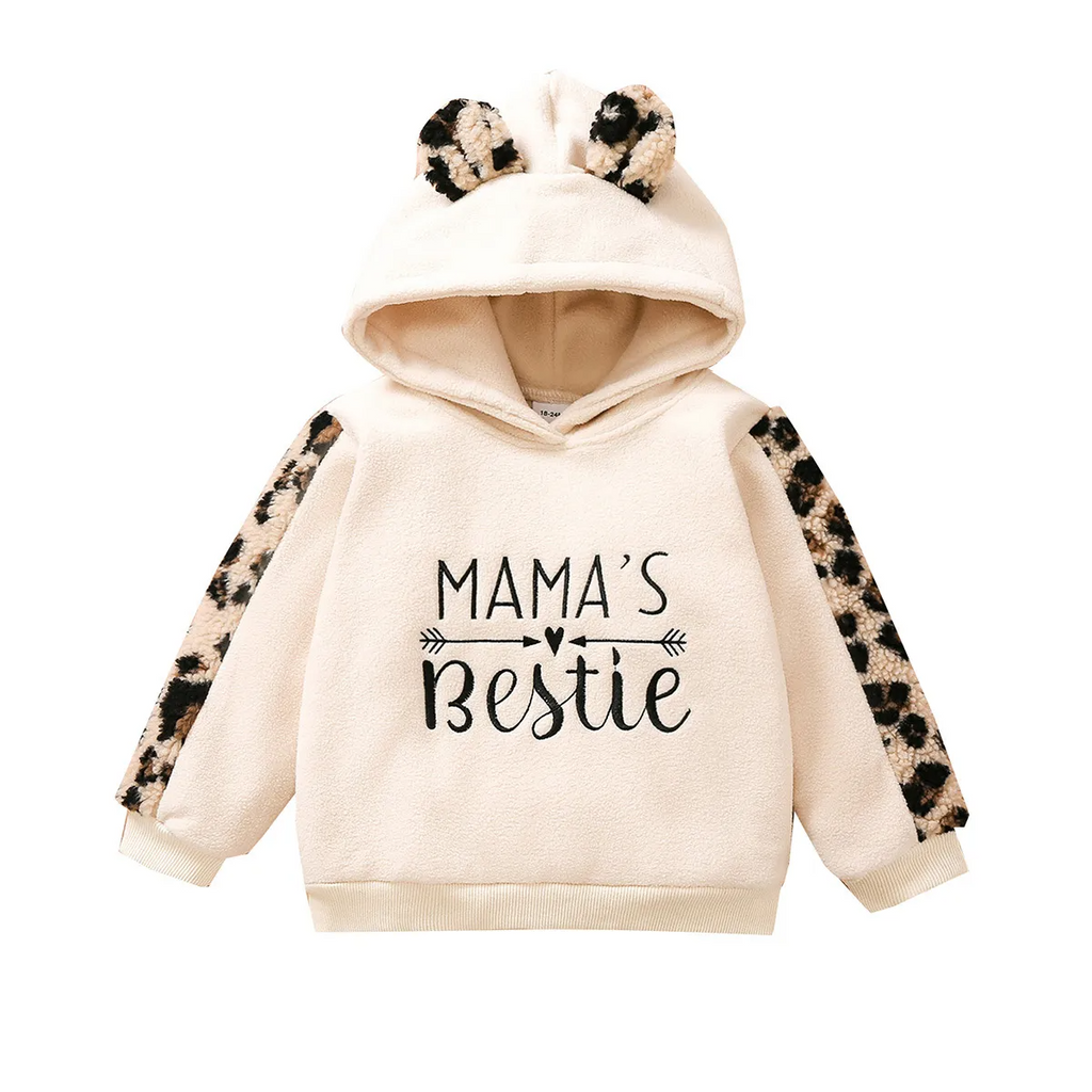 Children Kids Toddlers Girls Pullover Letter Leopard Stitching Hoodie