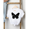 2 Pieces  Women'S Cartoon Cute Butterfly Print Round Neck Short Sleeve T-Shirt