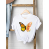 2 Pieces  Women'S Cartoon Cute Butterfly Print Round Neck Short Sleeve T-Shirt