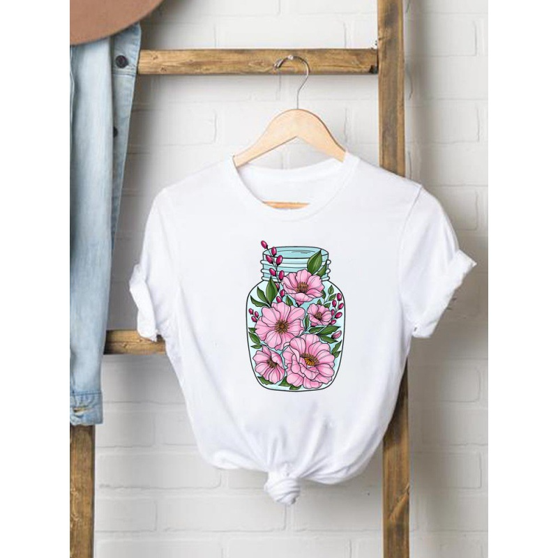 2 Pieces  Women'S Cartoon Cute Butterfly Print Round Neck Short Sleeve T-Shirt