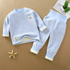 Kids Baby Boys Girls Autumn Winter Casual Cute Solid Color Stripe Long Sleeve Sweatshirts High Waist Trousers Fleece Sets