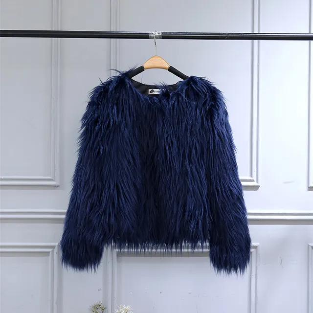 Fashion Girl Solid Color Faux Fur Coat