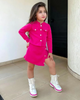 Kids Toddler Girls Fashion Casual Cute Sweet Solid Color Buttons Long Sleeve Skirts Irregular Hem Set