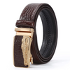 Men Business Cowhide Crocodile Metal Buckle Belt