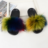 ( 2 pair ) Wholesale Women Winter Fashion Plus Size Faux Fox Fur Plush Flat Slippers