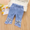 Children Kids Baby Fashion Girls Casual Basic Cherry Thin Denim Pants