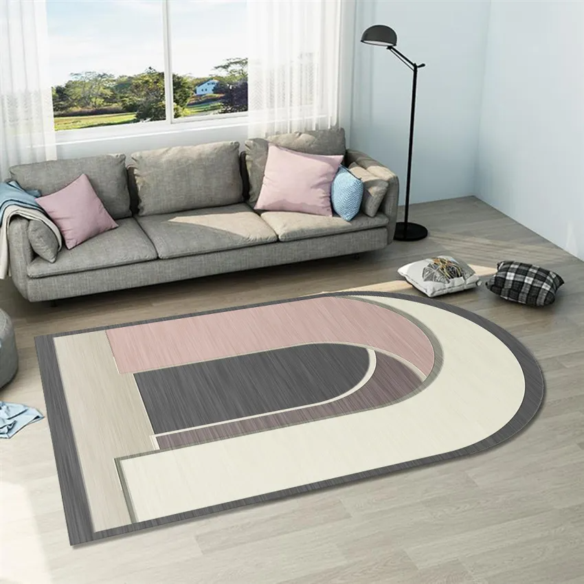 Simple Geometric Abstraction Pattern Home Living Room Oval Carpet