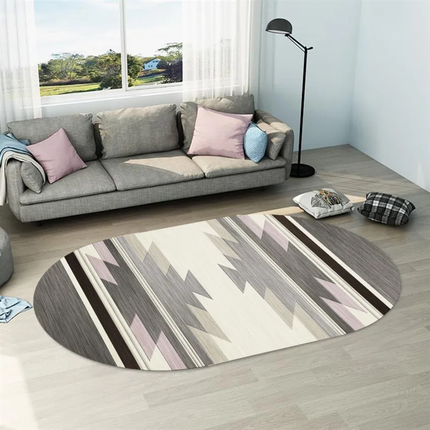 Simple Geometric Abstraction Pattern Home Living Room Oval Carpet