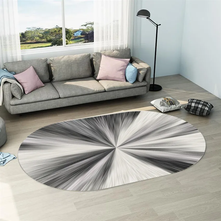 Simple Geometric Abstraction Pattern Home Living Room Oval Carpet