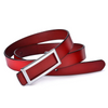 Women Fashion Casual Solid Color Versatile PU Rectangular Metal Buckle Belt