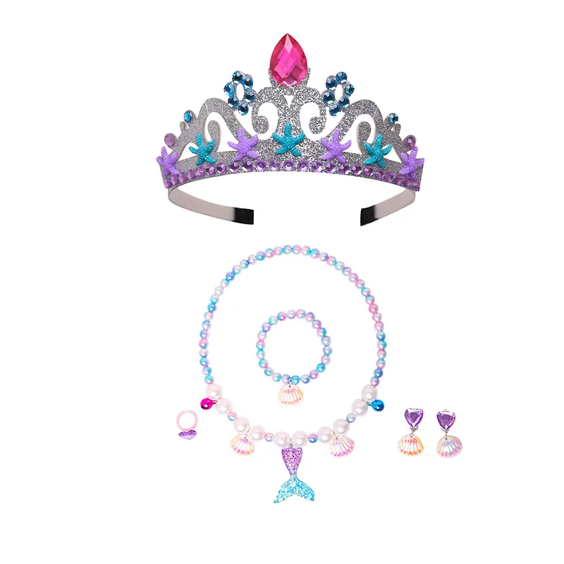 (Buy 1 Get 1) Children Kids Baby Fashion Girls Crown Mermaid Rhinestone Headband Set