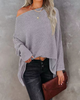 Women'S Casual Off Shoulder Dolman Long Sleeve Waffle Knit Oversized Pullover Tops