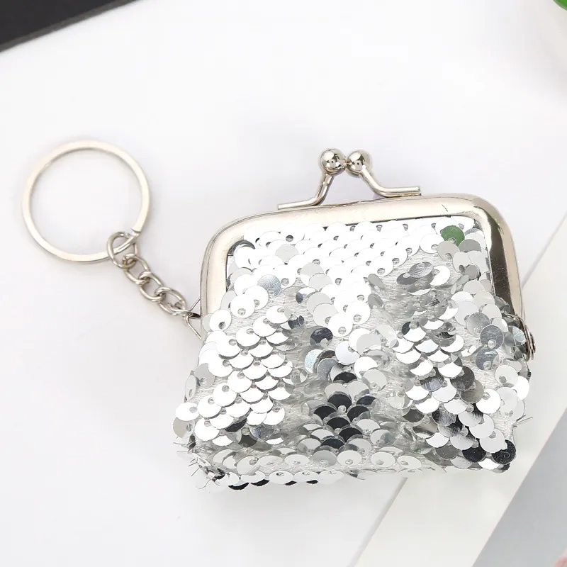 (Buy 1 Get 2) Kids Girls Fashion Cute Solid Color Sequin Mini Wallets Bag