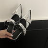 Women Fashion Sexy Punk Belt Buckle Pointed Toe Stiletto Heel Sandals Shoes