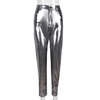 Women Sexy Mesh See-Through Bronzing Solic Color Skinny Pants