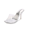 Women Fashion Plus Size Casual Solid Color Transparent PVC Pointed Toe High Heel Slippers