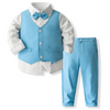 Kids Toddler Boys Spring Autumn Fashion Casual British Style Bow Waistcoat Shirt Trousers Boys Party Clothing Set