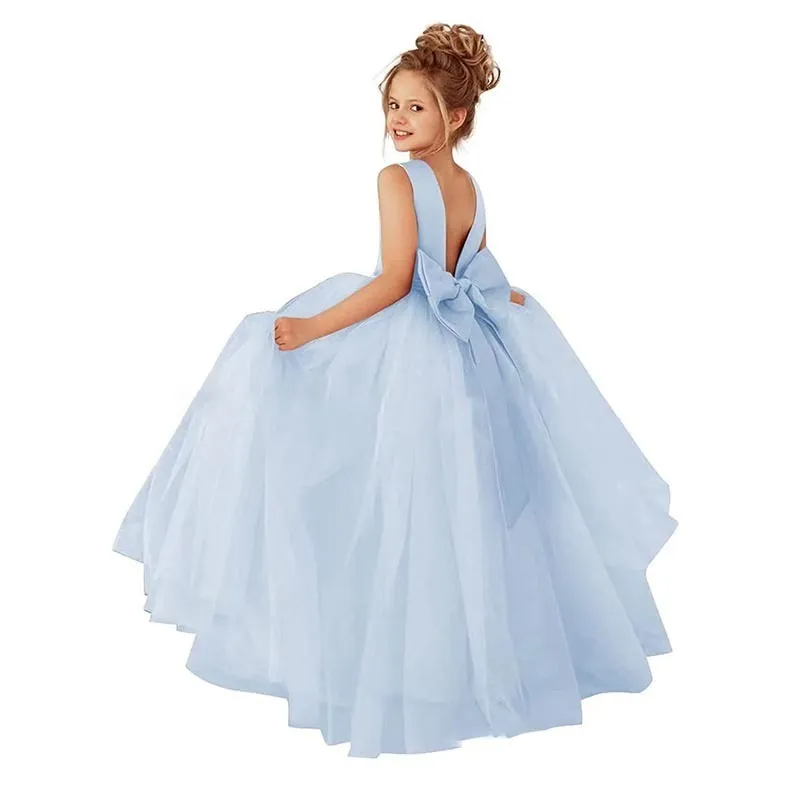 Toddler Girls Party Cute Bow Mesh Sleeveless Backless Tutu Princess Dress