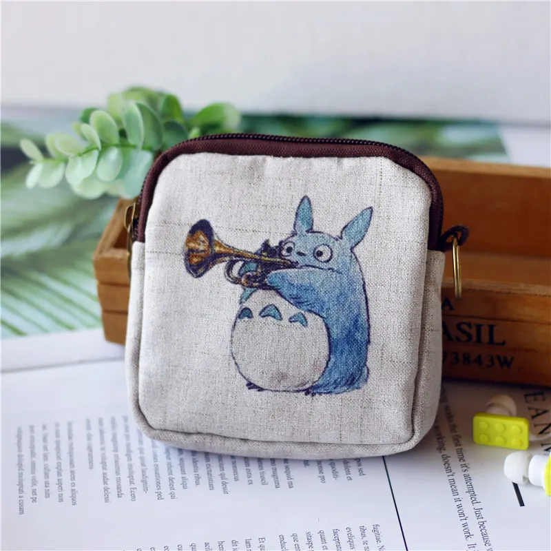 Kids Cartoon Printing Cotton And Linen Key Ring Coin Purse Coin Bag