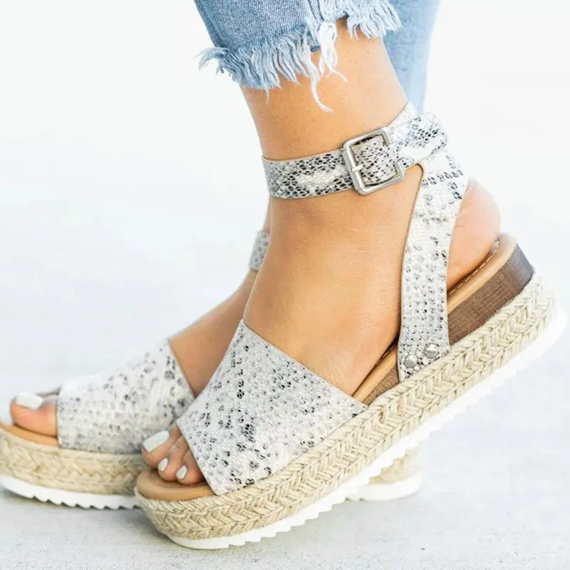 Women Summer New Woven Outsole Peep-Toe Flats Shoes