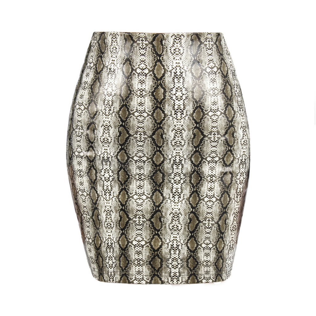 Women High Waist Pu Leopard Slim Skirt