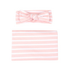 Baby Newborn Stripe Print Swaddle Blanket Wrapping Towel And Headband 2pcs Set