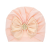 Kids Simple Solid Color Big Bow Rhinestone Pullover Hat