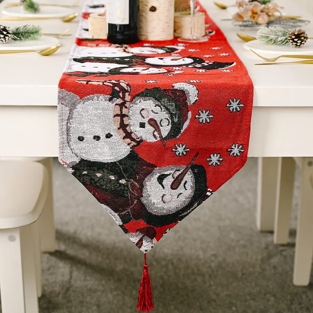 Christmas Decoration Supplies Creative Snowman Elk Embroidery Knitting Table Flag Cloth Tableware