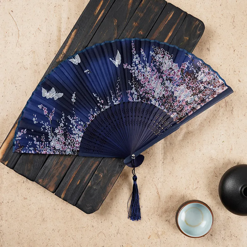 Creative Chinese Style Butterfly Flower Print Bamboo Folding Fan