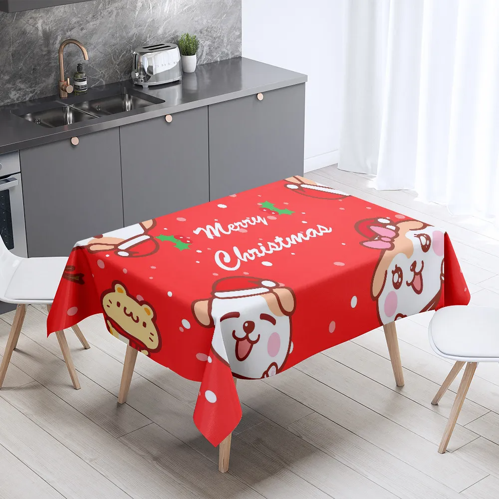 Christmas Table Decoration Rectangular Coffee Table Waterproof And Dustproof Tablecloth Tableware