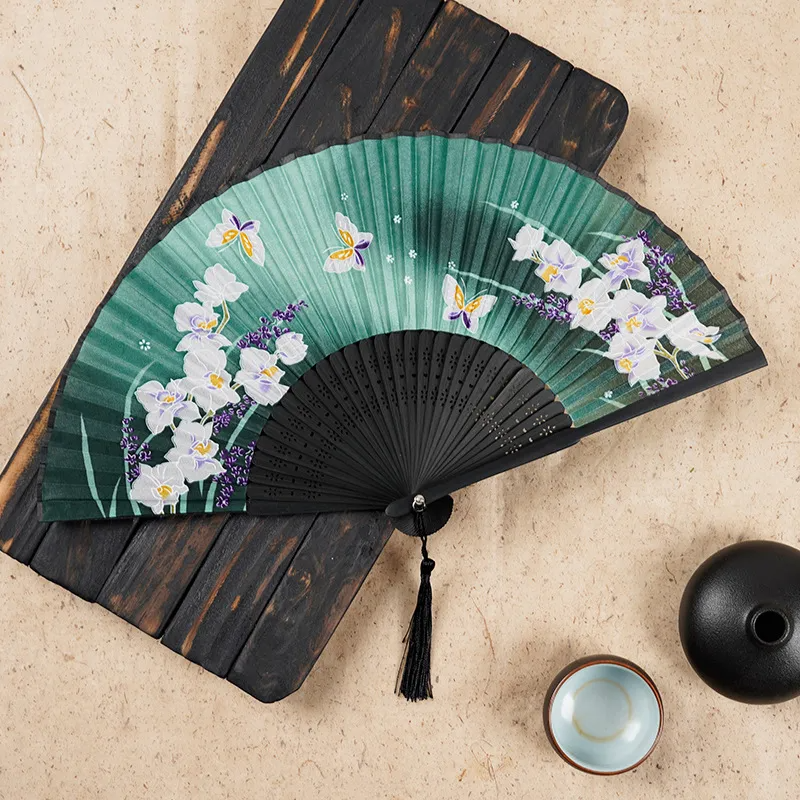 Creative Chinese Style Butterfly Flower Print Bamboo Folding Fan