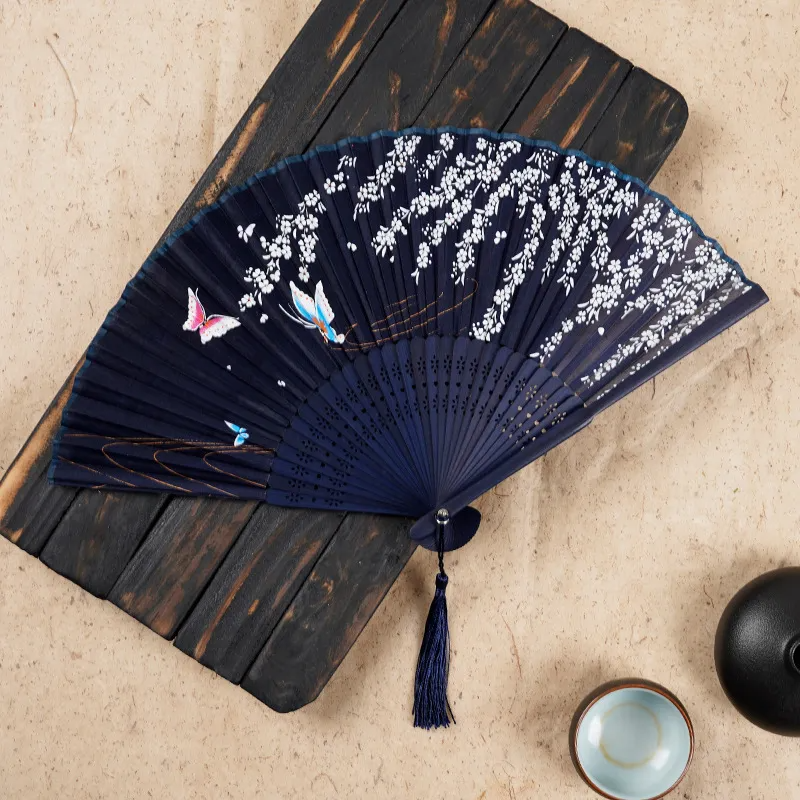 Creative Chinese Style Butterfly Flower Print Bamboo Folding Fan