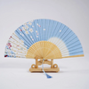 Classical Chinese Style Butterfly Floral Dragonfly Printed Bamboo Tassel Folding Fan