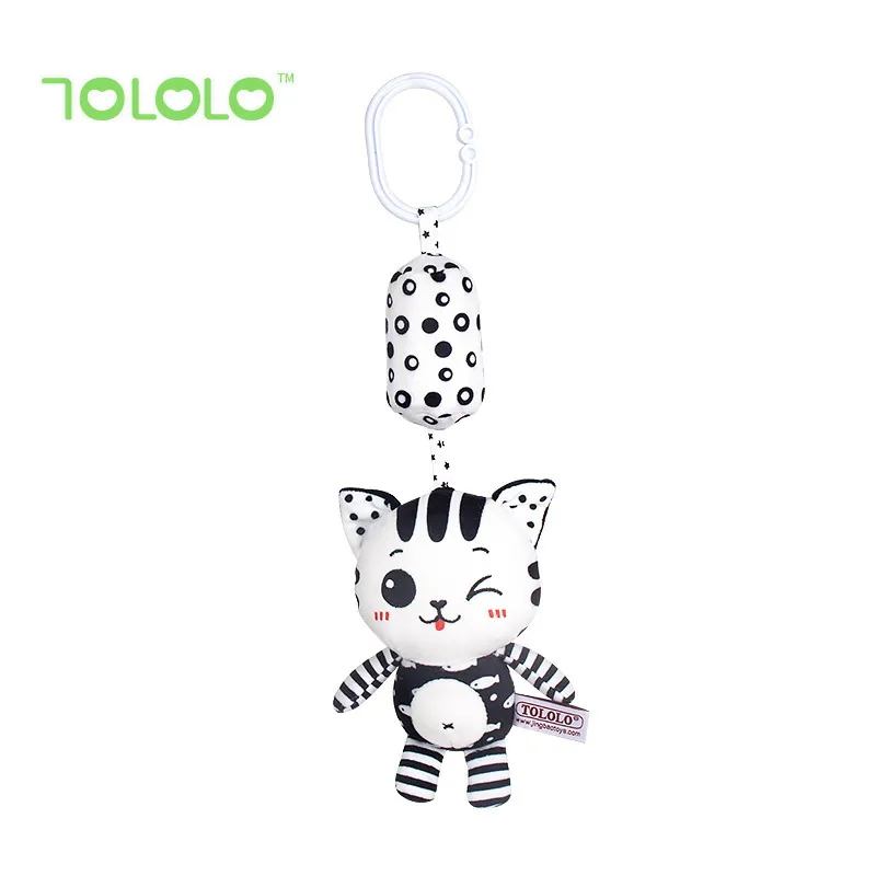 Cartoon Owl Animal Shape Black White Bed Hanging Rattle Plush Toy