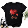 Women'S Fashion Love Flower Hot Air Balloon Print Round Neck Short Sleeve T-Shirt