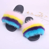 Women Fashion Multicolor Plush Decoration Flat Slippers