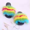 Women Fashion Multicolor Plush Decoration Flat Slippers