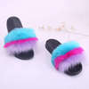 Women Fashion Multicolor Plush Decoration Flat Slippers