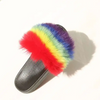 Women Fashion Multicolor Plush Decoration Flat Slippers