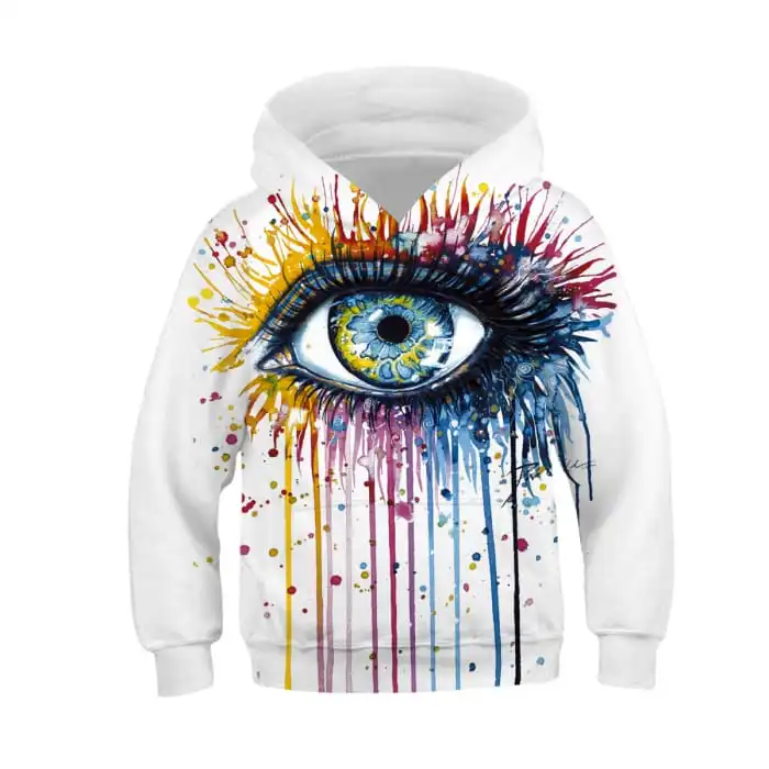 Kids Big Pattern Printed Hooded Sweatshirt