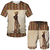 Men Fashion Plus Size Round Neck Short Sleeve Printed T-Shirt And Shorts Two-Piece Set